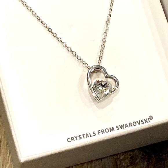 NEW! CRYSTALE by L& J Swarovski Silver Heart Necklace - Picture 1 of 7